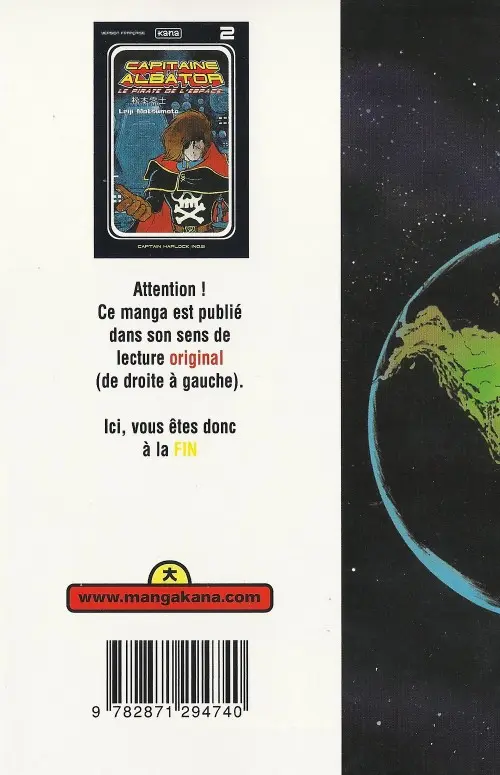 Verso de l'album Capitaine Albator - Le pirate de l'espace 2 Captain Harlock (n°02)