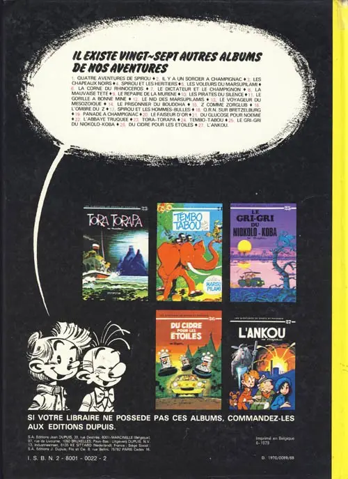 Verso de l'album Spirou et Fantasio Tome 20 Le faiseur d'or