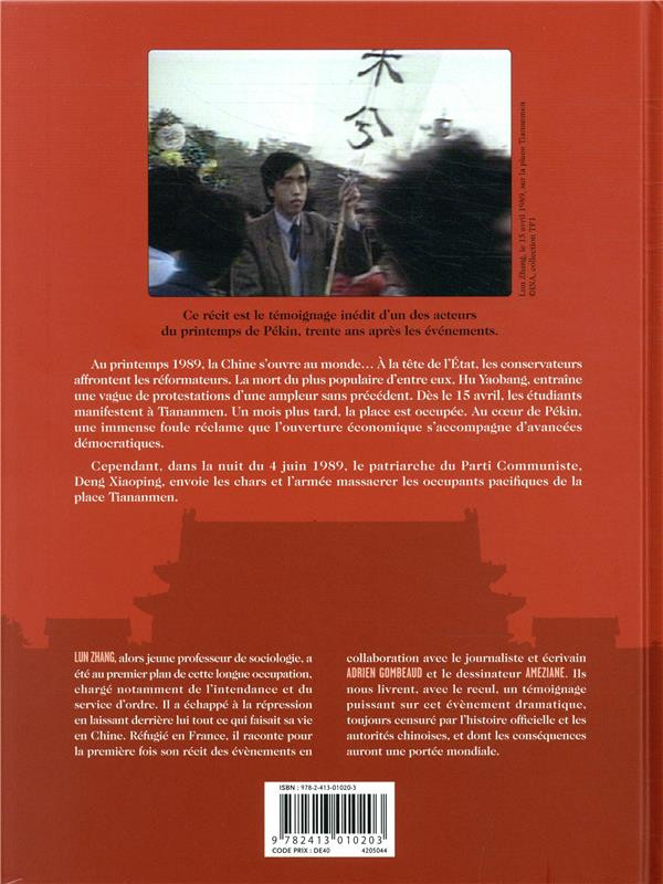 Verso de l'album Tiananmen 1989 Nos espoirs brisés
