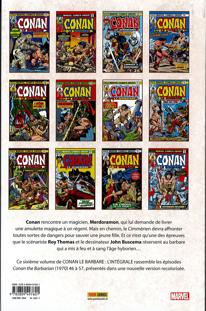 Verso de l'album Conan le barbare : l'intégrale 6 1975