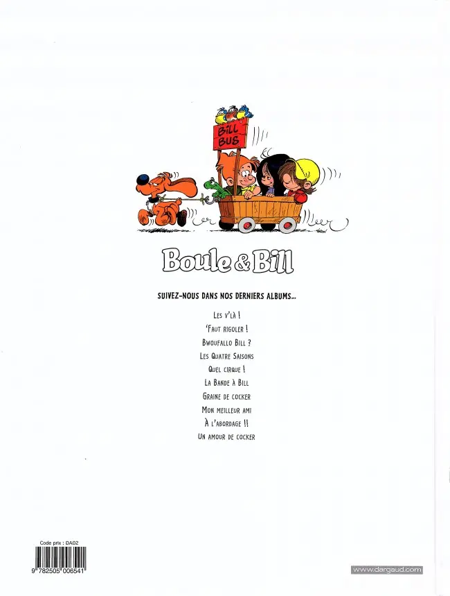 Verso de l'album Boule & Bill Tome 30 La Bande à Bill
