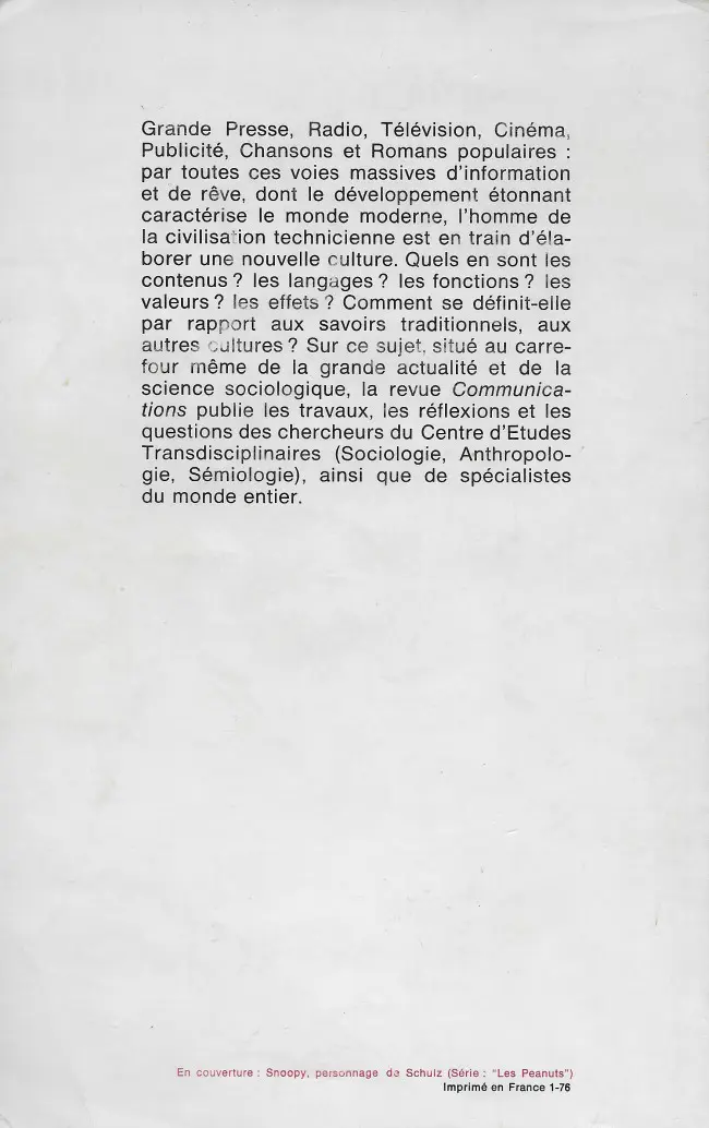 Verso de l'album La bande dessinée et son discours