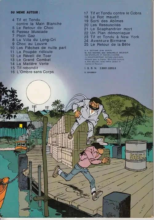 Verso de l'album Tif et Tondu Tome 21 Le scaphandrier mort