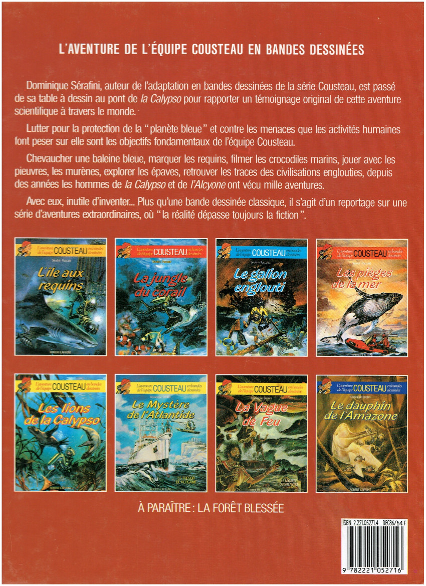 Verso de l'album L'Aventure de l'équipe Cousteau en bandes dessinées Tome 4 Les pièges de la mer
