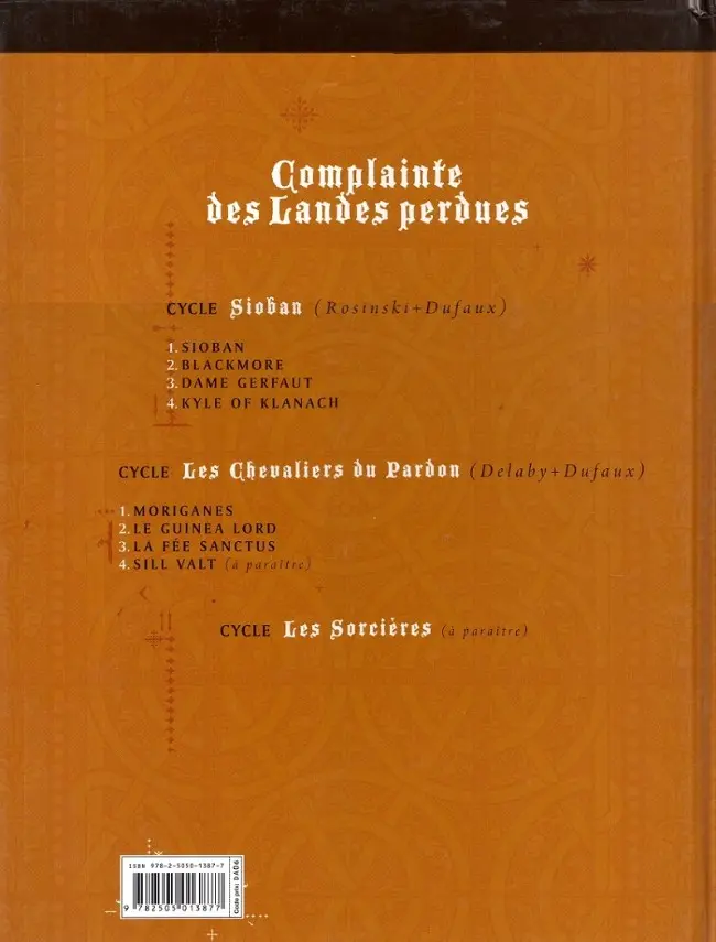 Verso de l'album Complainte des Landes perdues Les Chevaliers du Pardon Tome 3 La Fée Sanctus