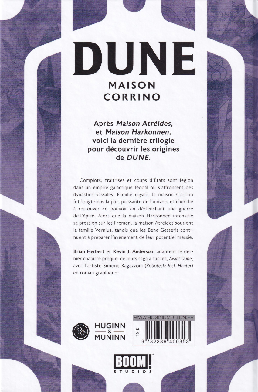Verso de l'album Dune - Maison Corrino Tome 1
