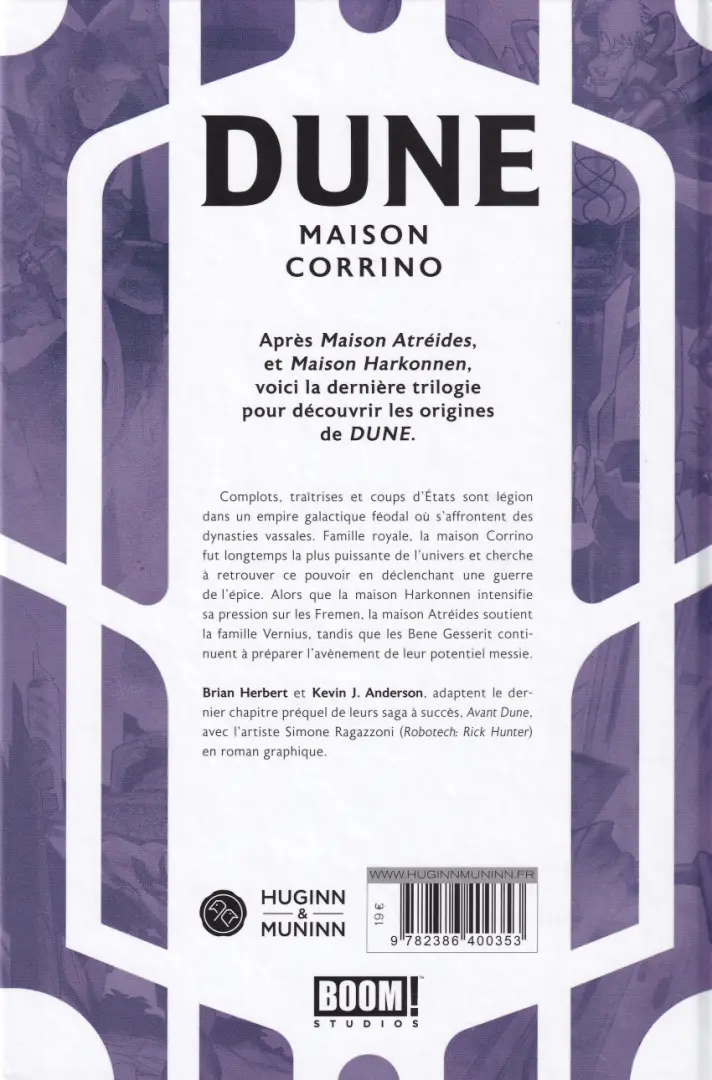 Verso de l'album Dune - Maison Corrino Tome 1