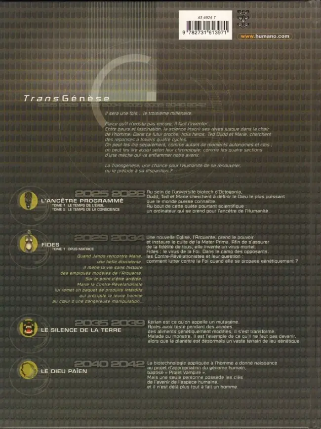 Verso de l'album Fides Tome 1 Opus matrice