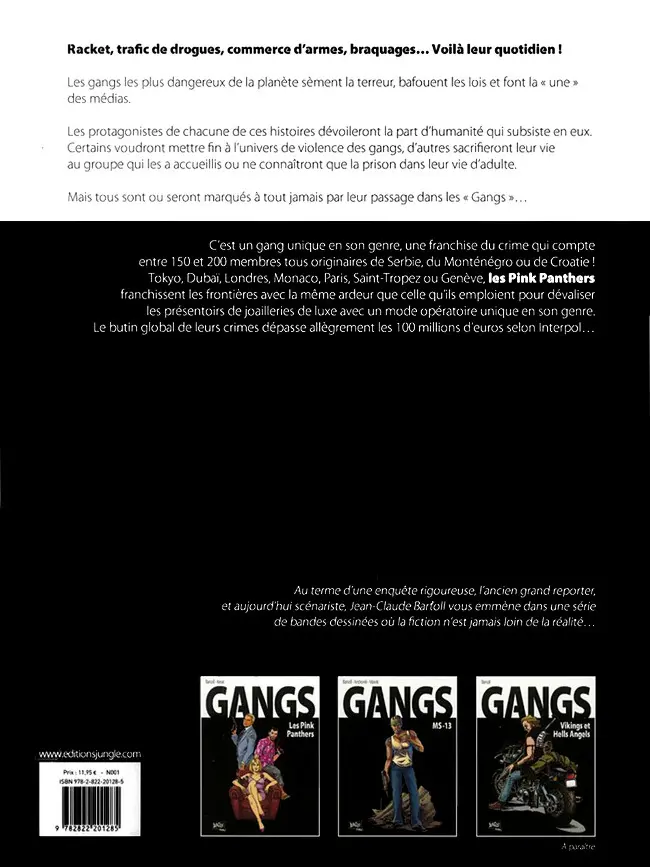 Verso de l'album Gangs Tome 1 Les Pink Panthers
