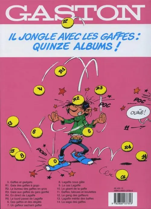 Verso de l'album Gaston Tome 5 Le lourd passé de Lagaffe