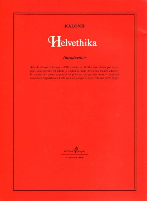 Verso de l'album Helvethika