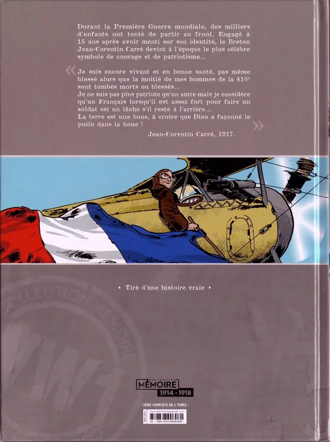 Verso de l'album Jean-Corentin Carré, l'enfant soldat Tome 3 1917 - 1918