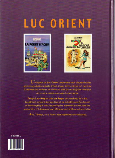 Verso de l'album Luc Orient L'Intégrale Tome 3 La forêt d'acier - Le secret des sept lumières