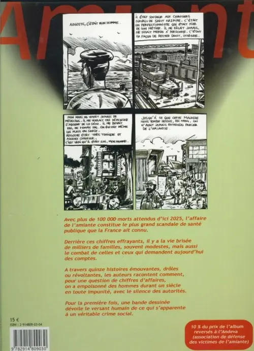 Verso de l'album Amiante Chronique d'un crime social