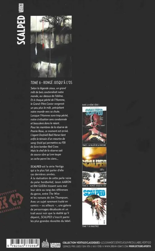 Verso de l'album Scalped Tome 6 Rongé jusqu'à l'os