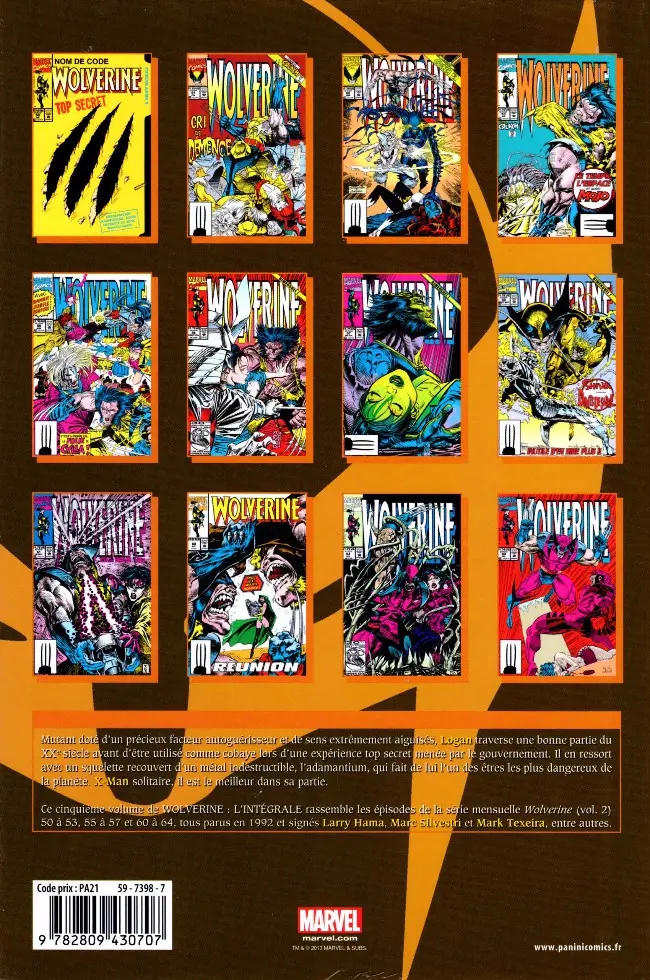 Verso de l'album Wolverine - L'Intégrale Tome 5 1992