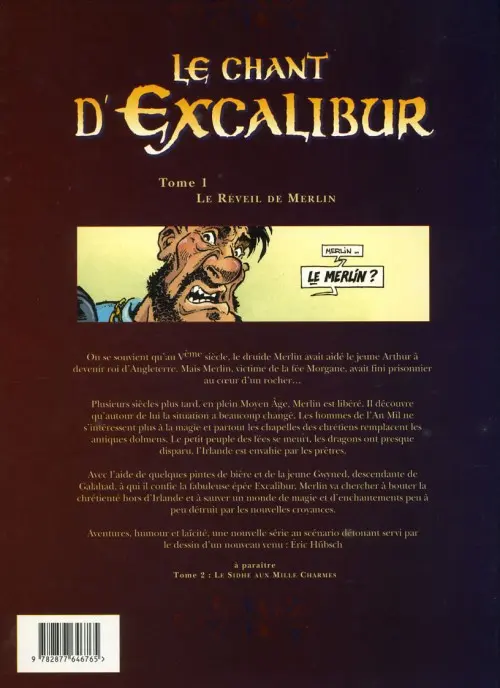 Verso de l'album Le Chant d'Excalibur Tome 1 Le réveil de Merlin