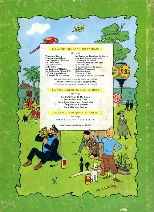 Verso de l'album Les Aventures de Jo, Zette et Jocko Tome 3 Le Rayon du mystère 1er épisode, le Manitoba ne répond plus