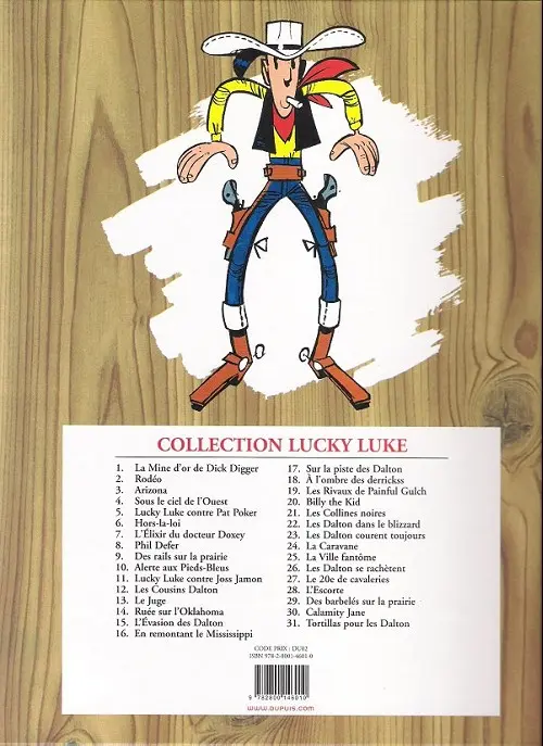 Verso de l'album Lucky Luke Tome 4 Sous le ciel de l'Ouest