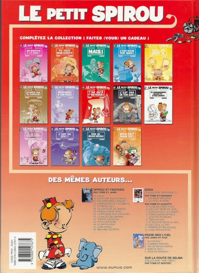 Verso de l'album Le Petit Spirou Tome 8 T'as qu'à t'retenir !