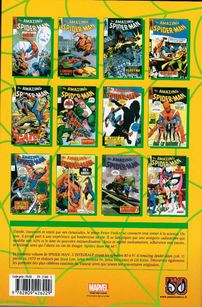 Verso de l'album Spider-Man - L'Intégrale Tome 8 1970