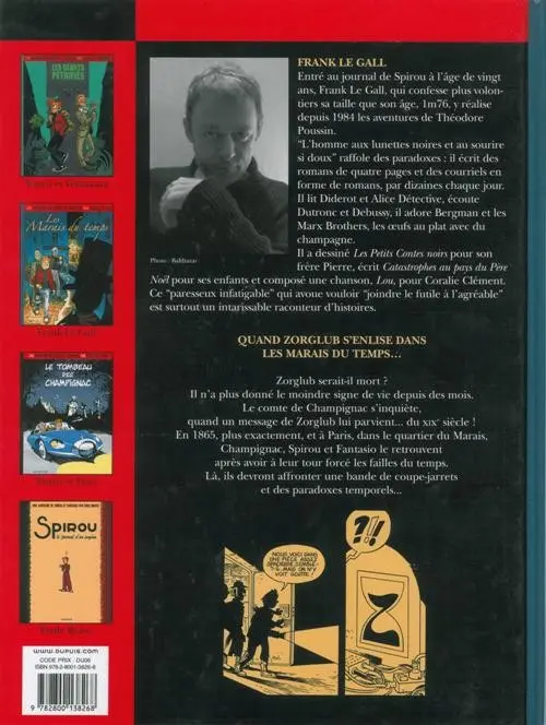 Verso de l'album Spirou et Fantasio - Une aventure de... / Le Spirou de... Tome 2 Les Marais du temps