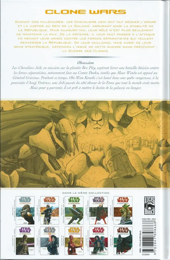 Verso de l'album Star Wars - Clone Wars Tome 8 Obsession