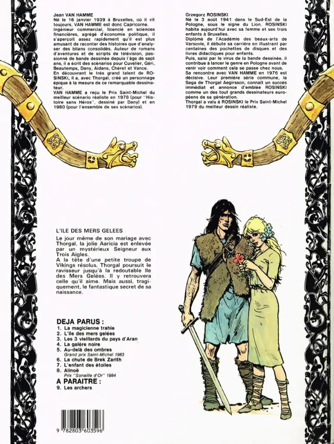 Verso de l'album Thorgal Tome 2 L'Île des Mers gelées