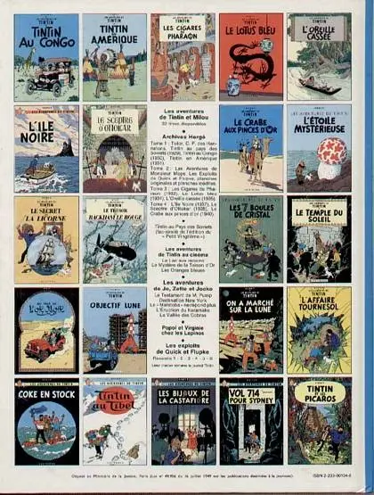 Verso de l'album Tintin Tome 5 Le lotus bleu