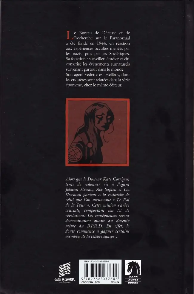 Verso de l'album B.P.R.D. Tome 11 Le Roi de la Peur