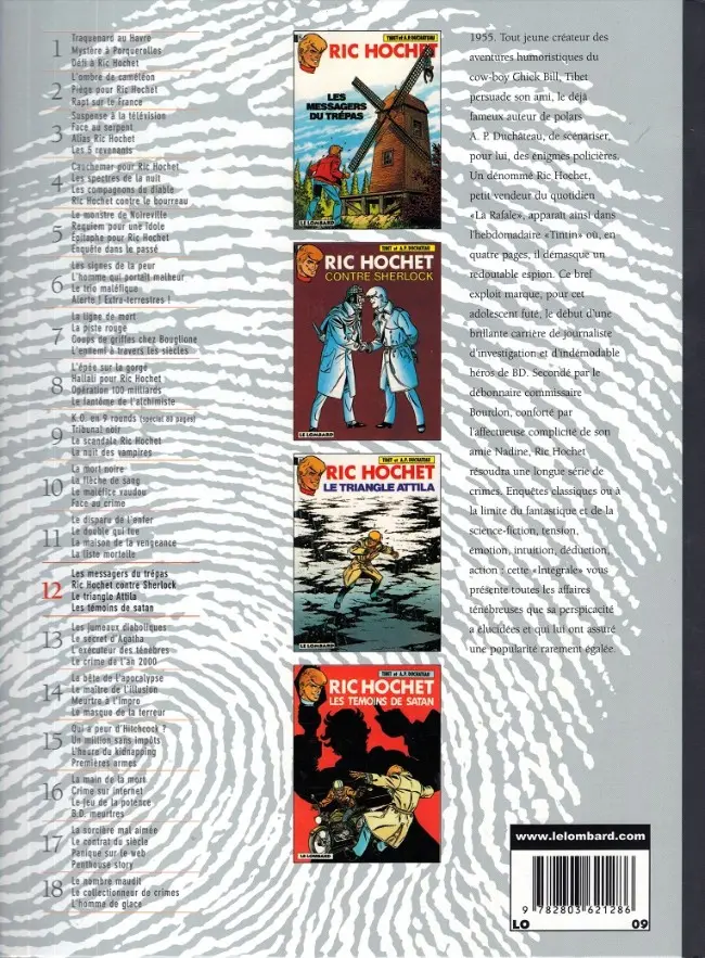 Verso de l'album Ric Hochet Intégrale Tome 12