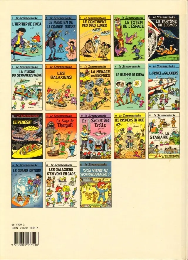 Verso de l'album Le Scrameustache Tome 18 D'où viens-tu Scrameustache ?