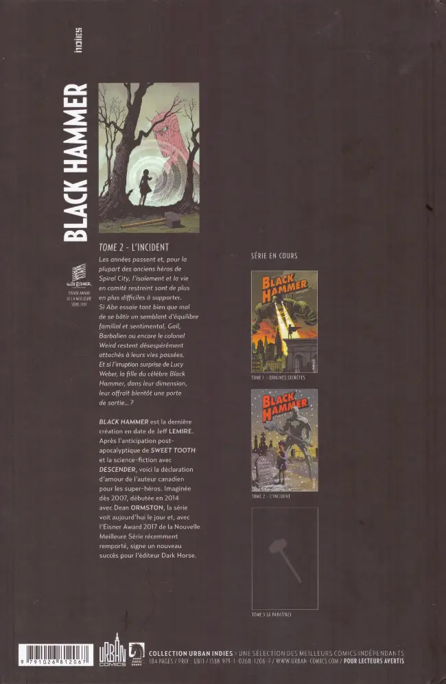 Verso de l'album Black Hammer Tome 2 L'Incident