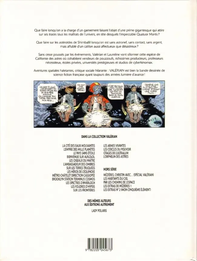 Verso de l'album Valérian Tome 17 L'orphelin des astres
