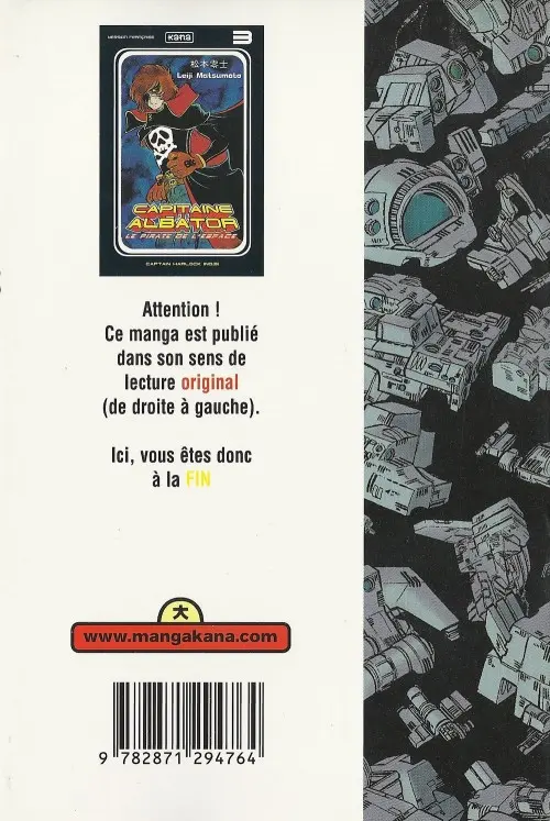 Verso de l'album Capitaine Albator - Le pirate de l'espace 3 Captain Harlock (n°03)