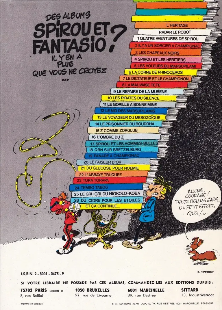 Verso de l'album Spirou et Fantasio Tome 1 L'héritage