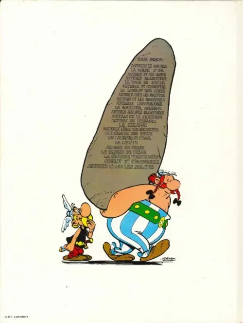 Verso de l'album Astérix Tome 23 Obélix et compagnie