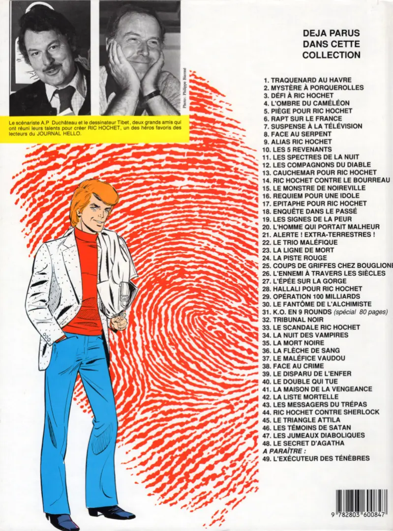 Verso de l'album Ric Hochet Tome 13 Les compagnons du diable