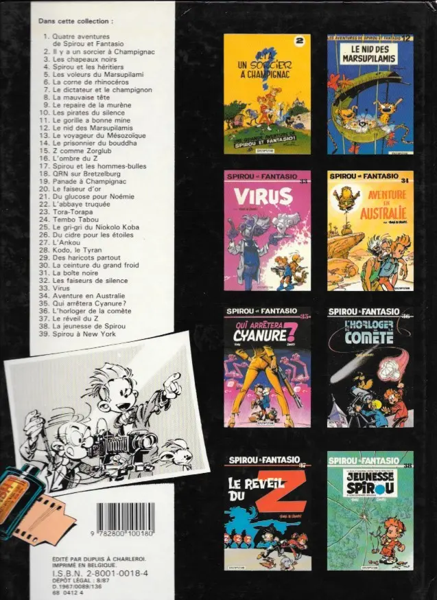 Verso de l'album Spirou et Fantasio Tome 16 L'ombre du Z