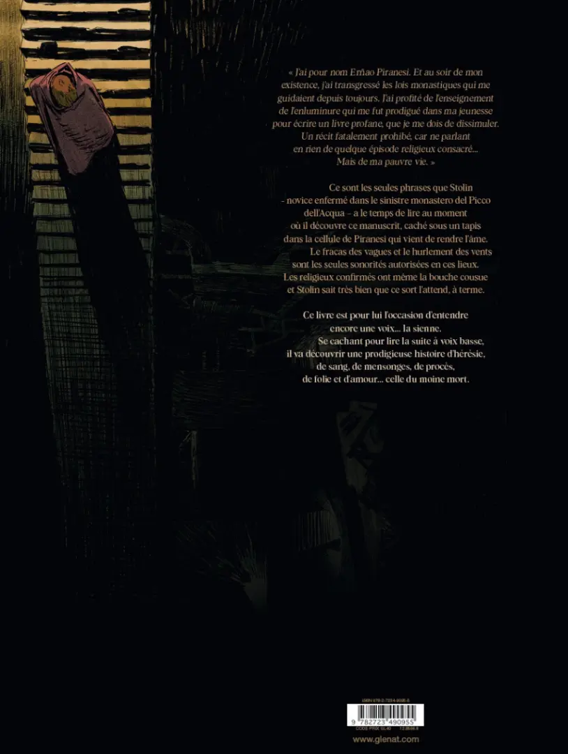 Verso de l'album Le moine mort Tome 1 Le manuscrit condamné