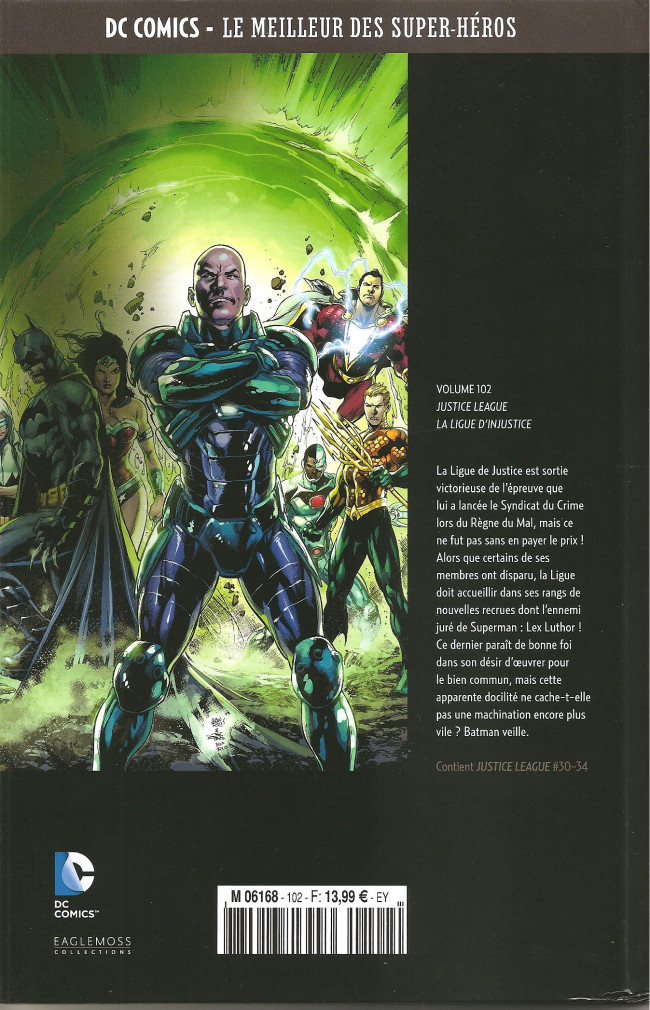 Verso de l'album DC Comics - Le Meilleur des Super-Héros Volume 102 Justice League - La Ligue d'Injustice