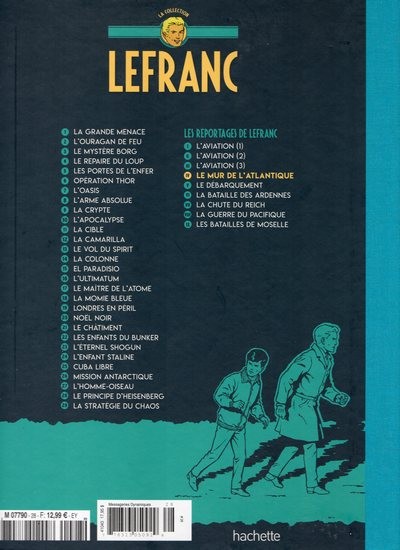Verso de l'album Lefranc La Collection - Hachette Le mur de l'Atlantique