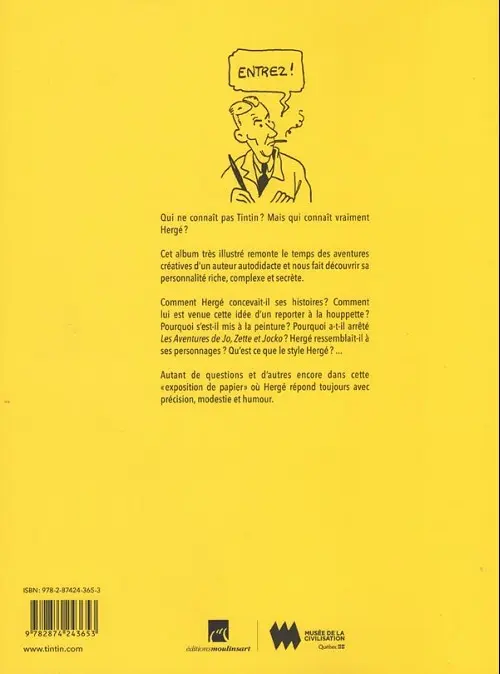 Verso de l'album Hergé à Québec