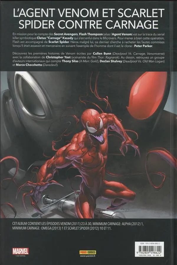 Verso de l'album Venom Minimum Carnage