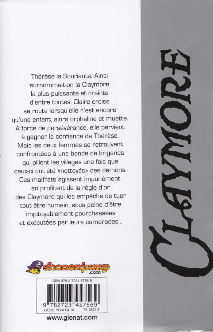 Verso de l'album Claymore Tome 4 Le stigmate de la mort