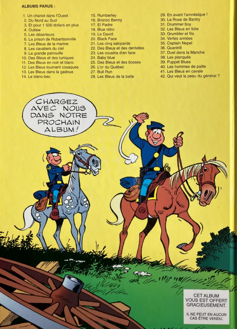 Verso de l'album Les Tuniques Bleues Tome 19 Le David