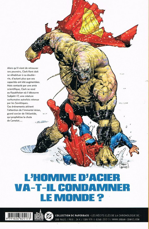 Verso de l'album Superman – La Chute de Camelot