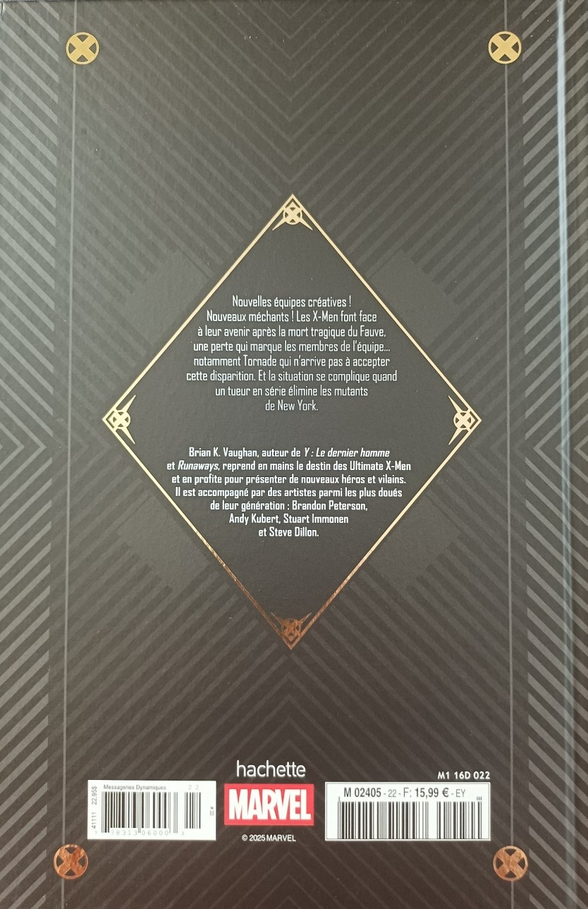Verso de l'album Marvel Ultimate 22 X-Men - La tempête
