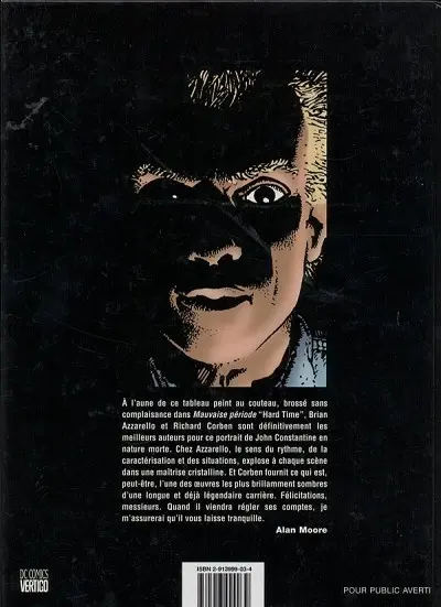 Verso de l'album Hellblazer Tome 1 Hard Time