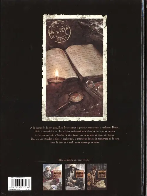 Verso de l'album Le manuscrit interdit Volume 3